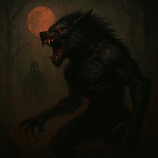 Loup-garou hurlant sous la pleine lune, symbole des créatures les plus flippantes de l’horreur.