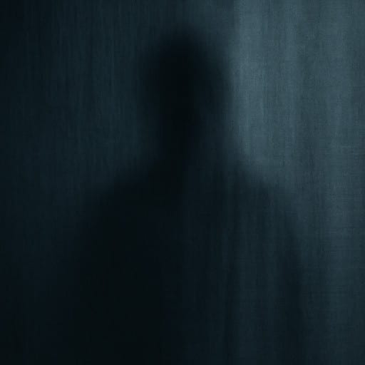 Silhouette floue derrière un rideau, image métaphorique du monstre invisible et de la suggestion dans les films d’horreur.